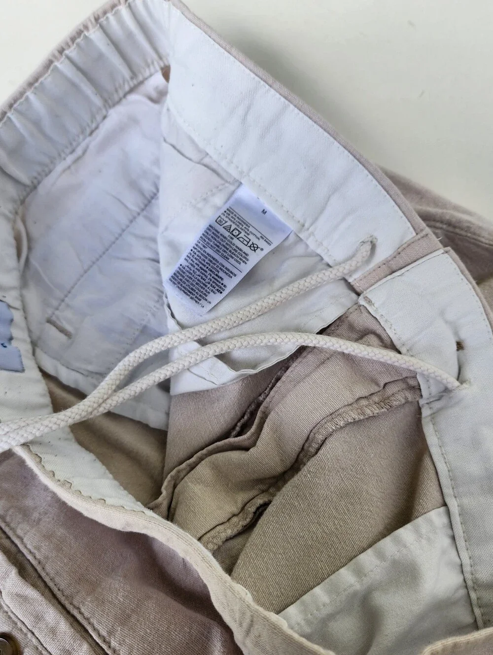 Old Navy Mens M Beige Linen Blend Drawstring Pants 28 Inseam Coastal Resort